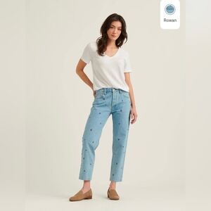 ❤️ LUCKY BRAND HIGH RISE RELAXED TAPERED FLORAL EMBROIDERED JEANS, 4 (27)